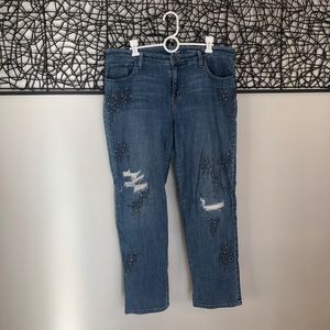 Style & Co Ripped Boyfriend Jeans with Stitch and Rhinestone Detail